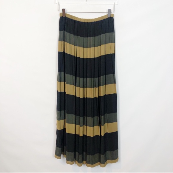 silk pleated maxi skirt